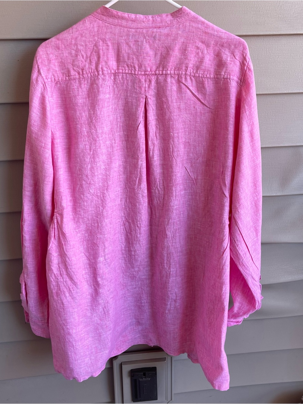 Lands End Women’s 100% Linen Pink Button Front Shirt Size 2X Coastal Beach - Picture 2 of 10